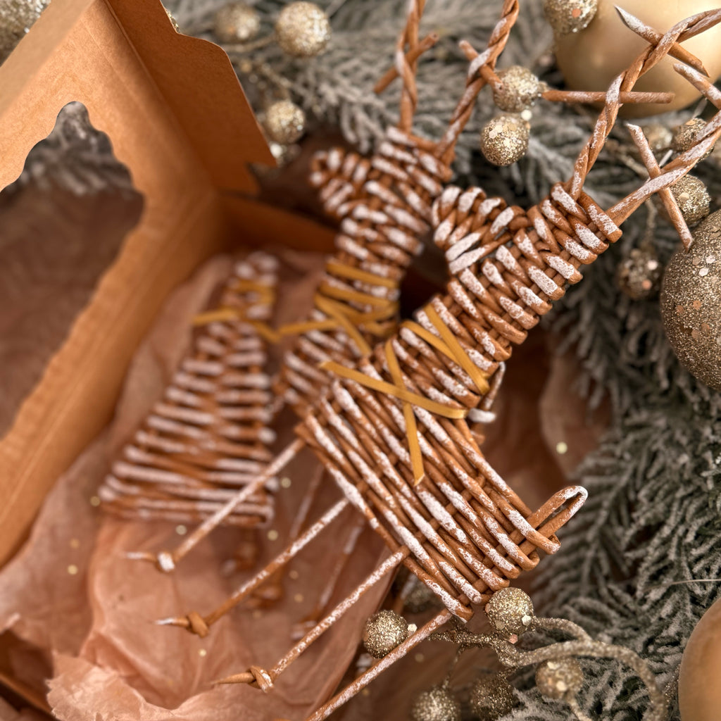 Wicker Christmas Ornaments- Set of 4